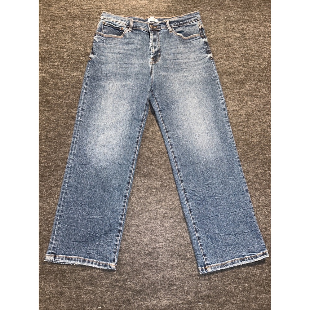 Kensie Jeans The Ella Women 14/32 Blue  High Rise Straight Denim Distressed